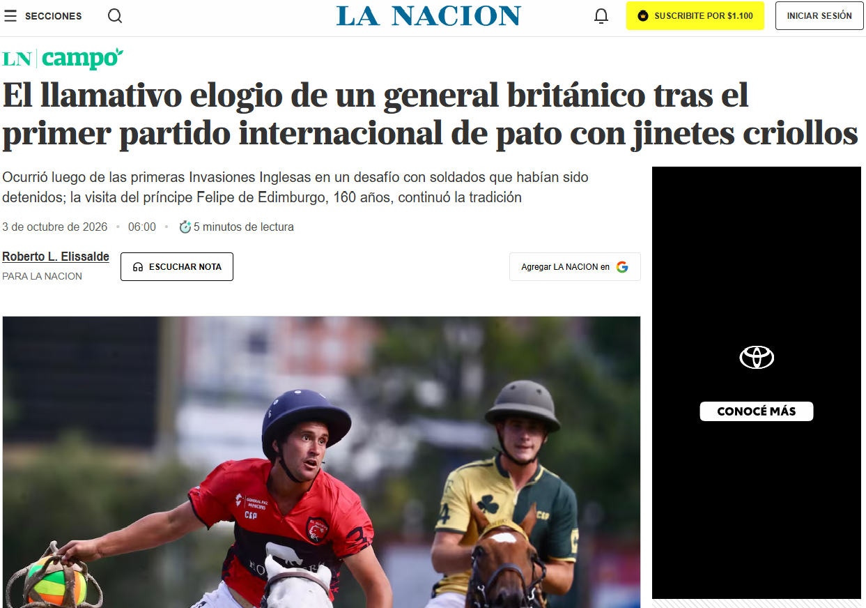 El llamativo elogio de un general británico.. Por el Dr. Roberto Elissalde para Diario La Nación